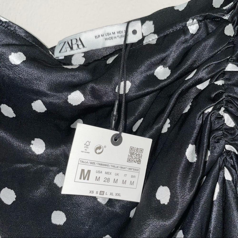 Zara black satin polka dot midi skirt - Picture 7 of 9